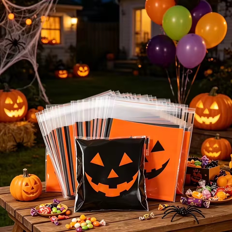 Food Halloween Snacks - 50/100pcs Halloween Black Orange Evil Pumpkin