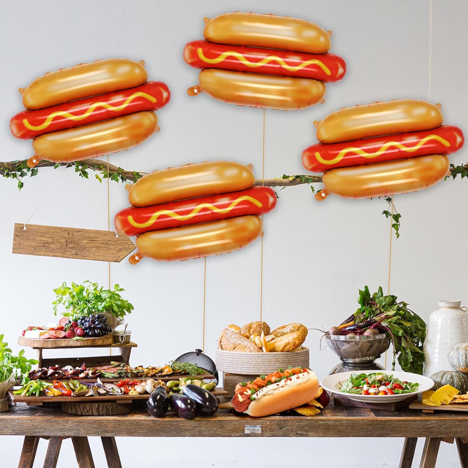 Food Giant Snacks - 6Pcs Giant Hot Dog Balloons, Food