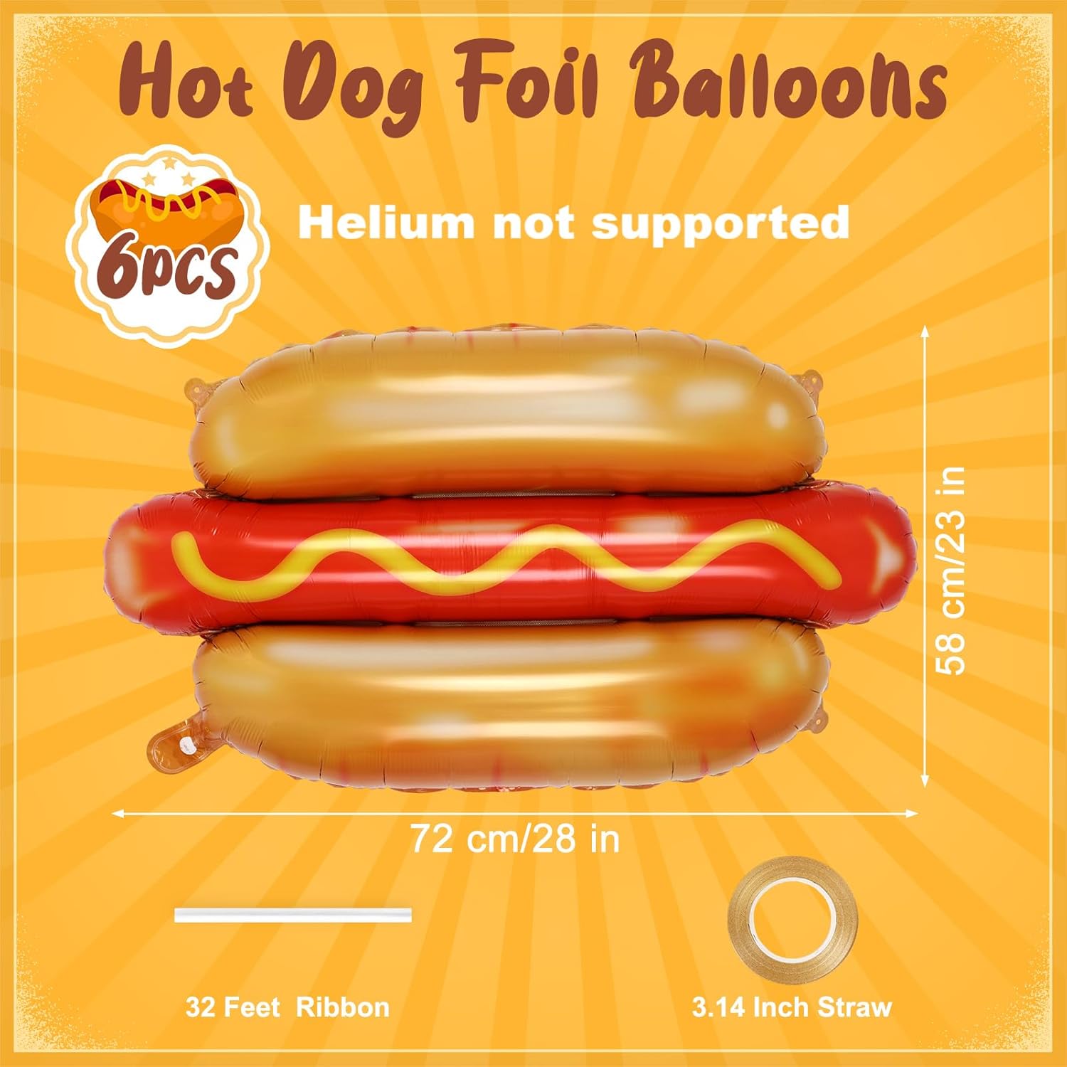 6Pcs Giant Hot Dog Balloons, F - Food Giant Snacks 评论和价格