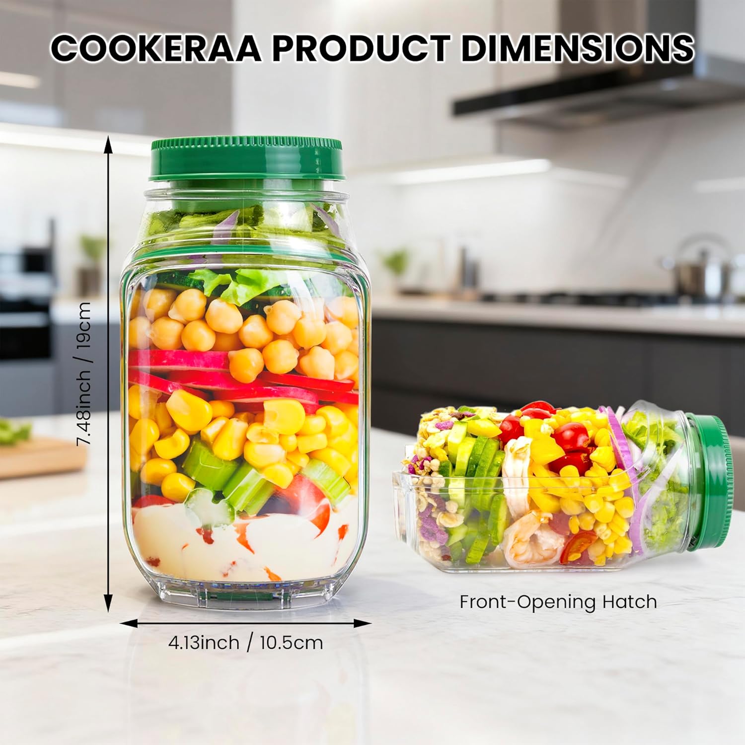 2-Pack 34oz Salad Jar Containe - Food Snacks That Are Green 评论和价格