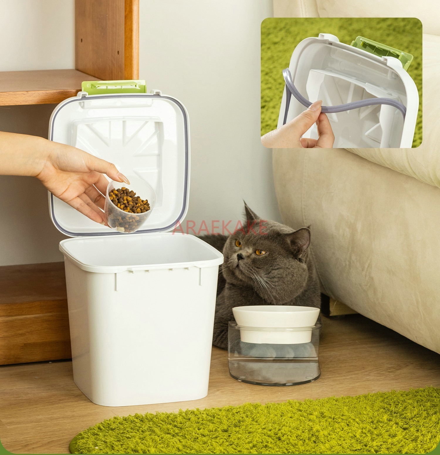 Cat food bucket, dog food stor - Dry Food Snacks 评论和价格