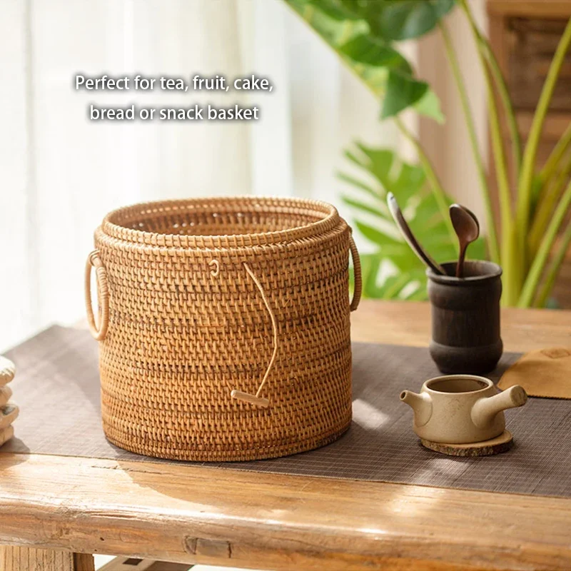 Handwoven Rattan Tea Storage B - Food Snacks That Are Green 评论和价格