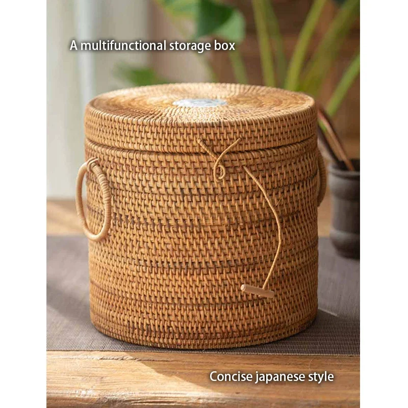 Handwoven Rattan Tea Storage B - Food Snacks That Are Green 评论和价格