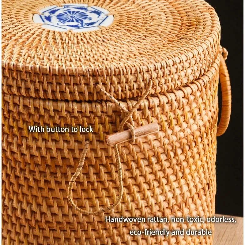 Handwoven Rattan Tea Storage B - Food Snacks That Are Green 评论和价格