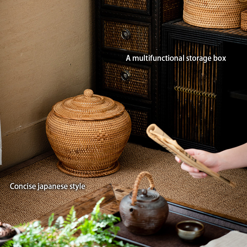 Handwoven Rattan Tea Storage B - Food Snacks That Are Green 评论和价格